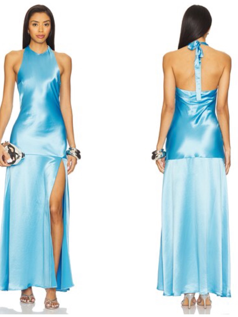 Nwt Line & Dot Alessia Maxi Blue Long Dress Prom Wedding Guest Sz Medium Flaw